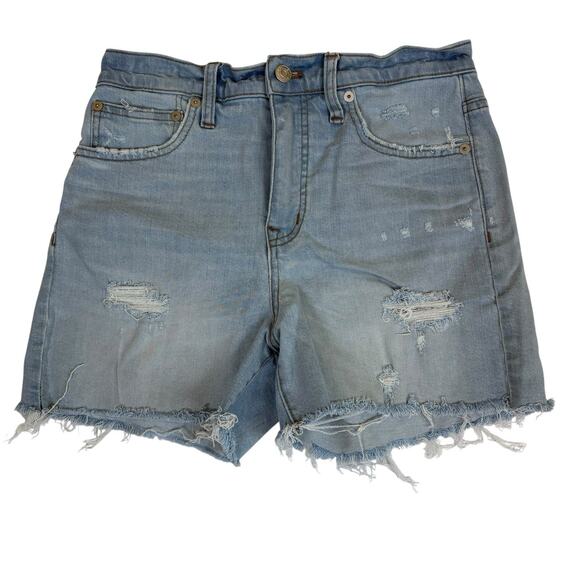 Madewell High-Rise Distressed Denim Shorts in Posey Wash – Size 26 - Picture 2 of 6